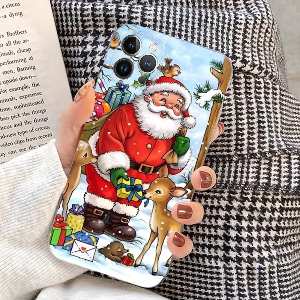 Christmas Cartoon New Year Gift Phone Case For iPhone 15 14 11 12 13 Mini Pro XS Max Cover 6 7 8 Plus X XR SE 2020 Funda Shell