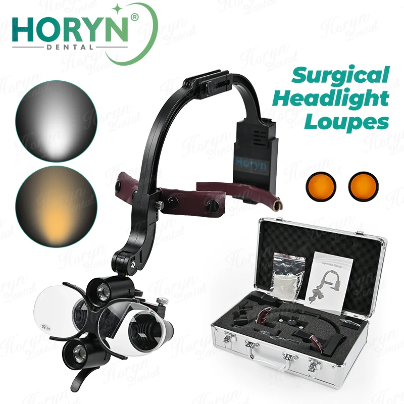 Dental 5W LED Headlight Binocular Loupes Dentist Headband Adjustable Bracket Surgery Medical Binocular Magnifying Glass