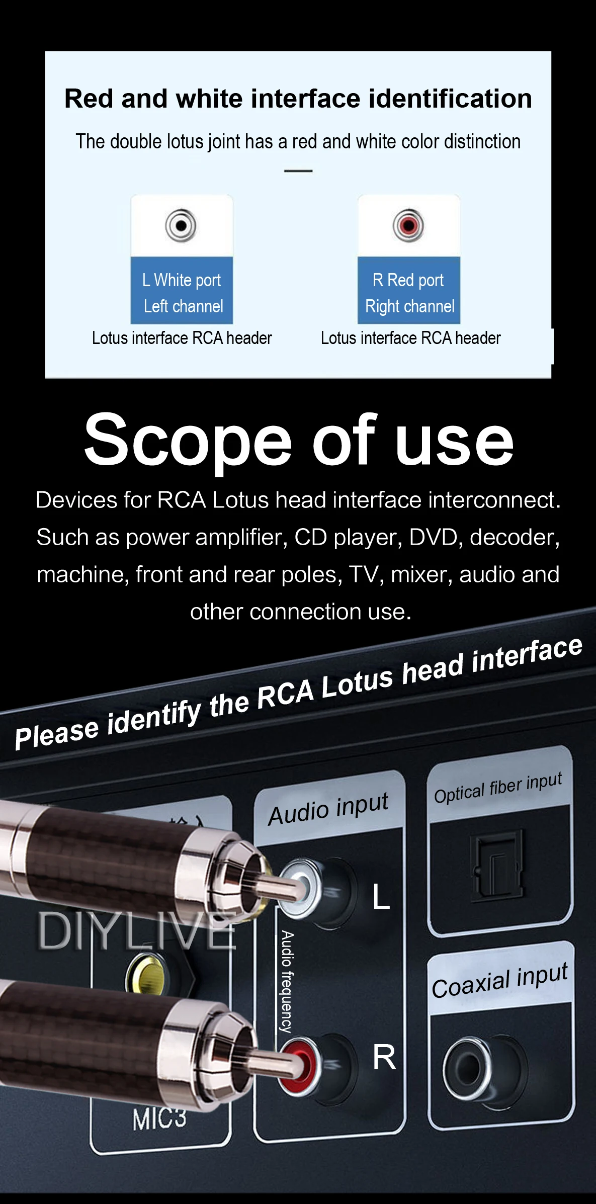 DIYLIVE Furutech CF-102(R) carbon faser rhodium-überzog RCA lotus kopf solder-kostenlose self-locking terminal signal kabel – Detail 11