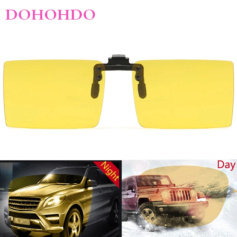 

Retro Rimless Square Polarized Night Vision Lenses Clip On Sunglasses Women Men Outdoor Sports Driving Anti-Glare Goggles UV400