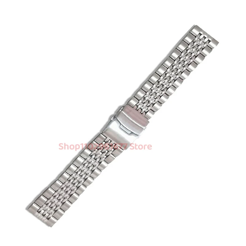 20mm 22mm 316L Stainless Steel Silver Bead of Rice Universal Straight End Watch Strap Band Bracelet Fit for Omega Watch