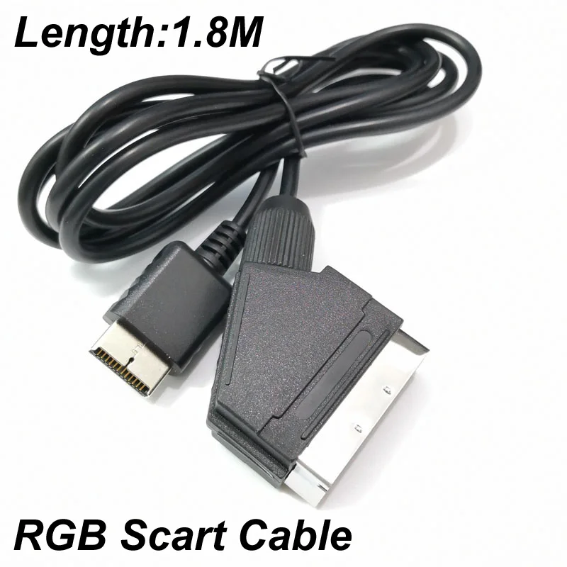 1.8M RGB Scart Cable For Sony Playstation PS1 PS2 PS3 Slim TV AV Lead Real RGB Scart Replace Connection Game Cord Wire Cable