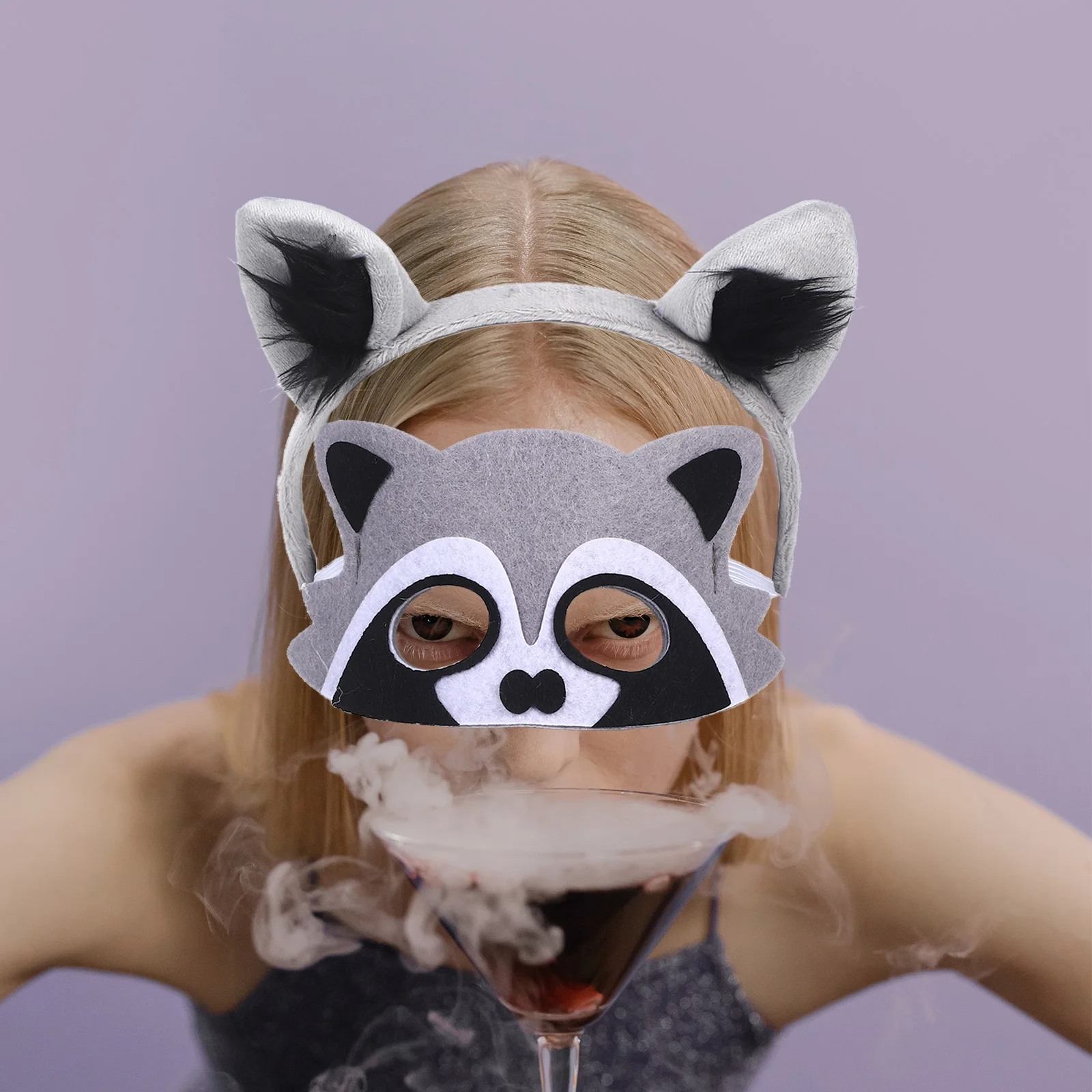 مجموعة أزياء Kawaii Raccoon التنكرية مع عصابة رأس وقناع لملحقات حفلات الهالوين على شكل حيوانات #6
