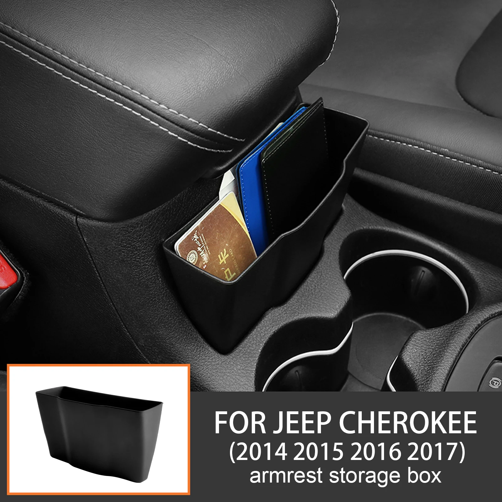 Central Storage Box For Jeep Cherokee 2014 2015 2016 2017  Pallet Armrest Container Box ABS Car Accessories Interiors