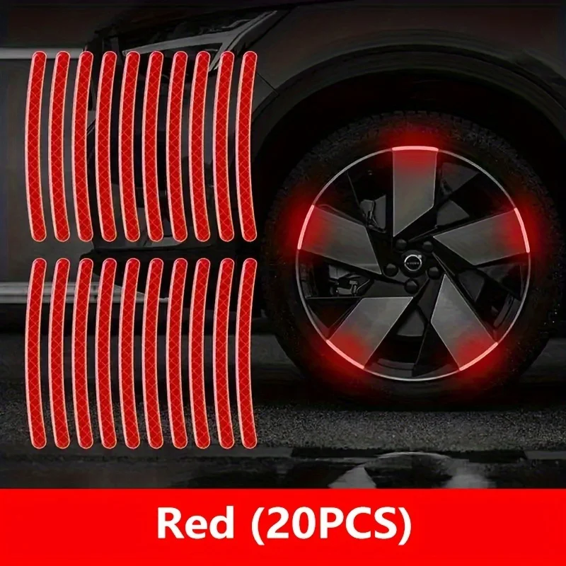 20pcs Car Tires, Wheel Hubs, Reflective Stickers, Colored Glowing, Pink Stickers, Car Decorations