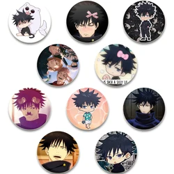 Anime Jujutsu Kaisen Cartoon Figure Fushiguro Megumi Handmade Tinplate Brooches Round Display Lapel Pins Jewelry Gifts