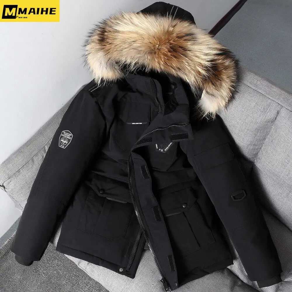 Brand Down Jacket Winter Men's Korean Running Men's Parka Fur Collar Men's Thickened Padded Warm Work Jacket High-quality Jacket