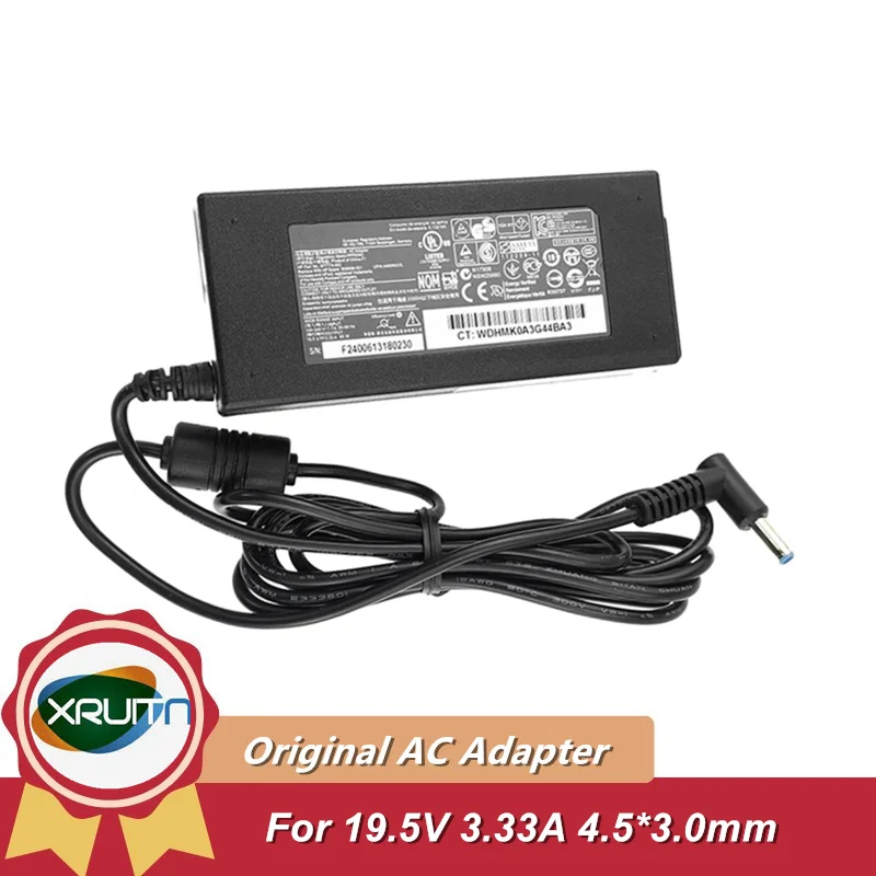 

Original For HP Laptop AC Adapter Charger 65W 19.5V 3.33A Blue Tip