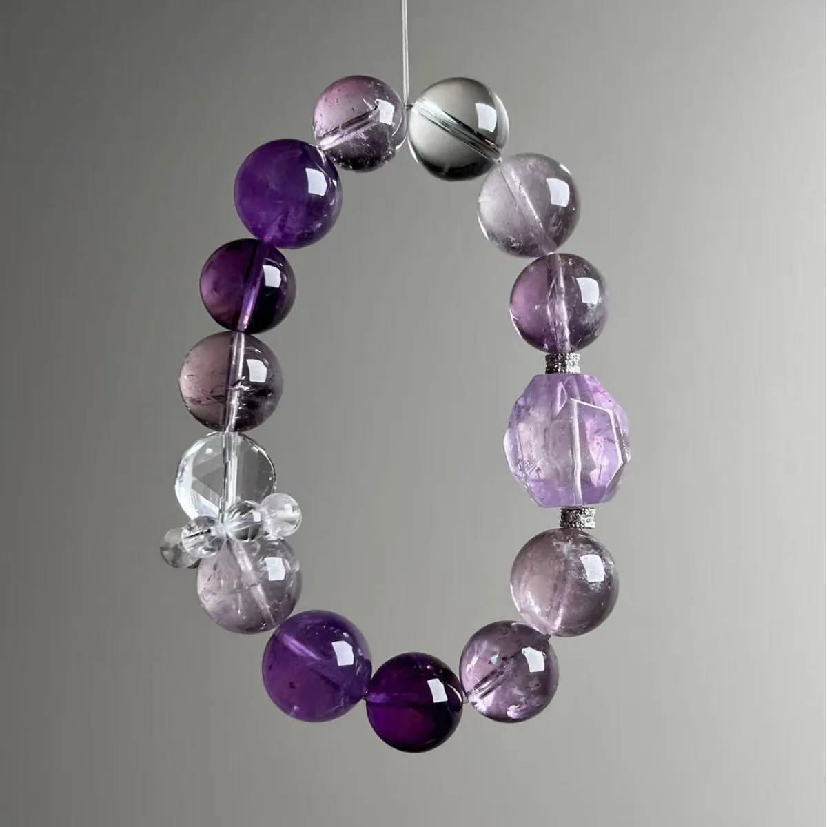 

Natural Crystal Bracelet, Neutral Amethyst Lucky Bracelet, Light Luxury and Fashion