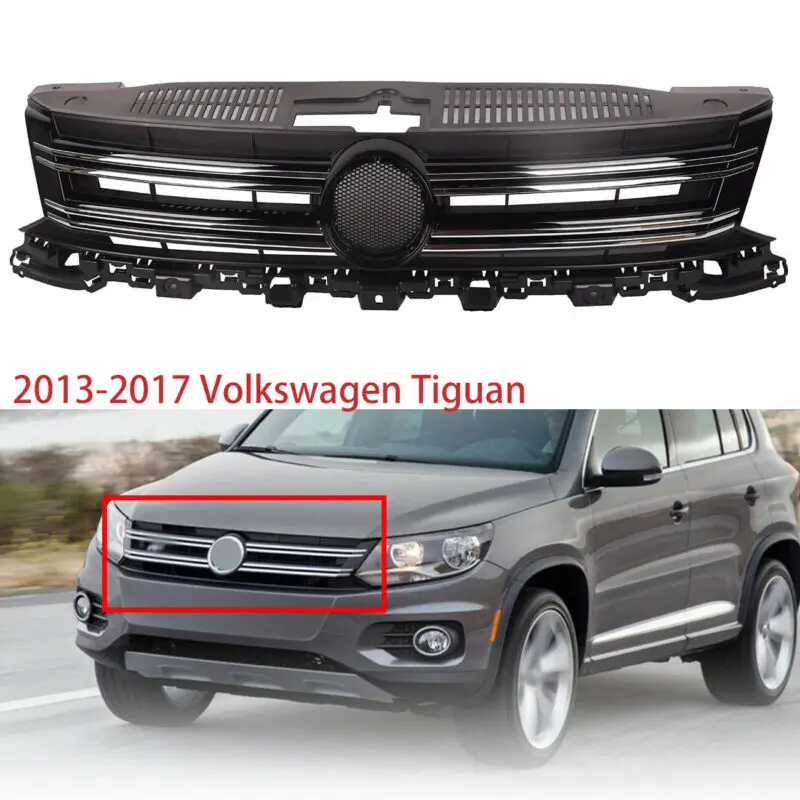 

Front Bumper Grille Upper Chrome Trim Grill For 2013-2017 VW Volkswagen Tiguan