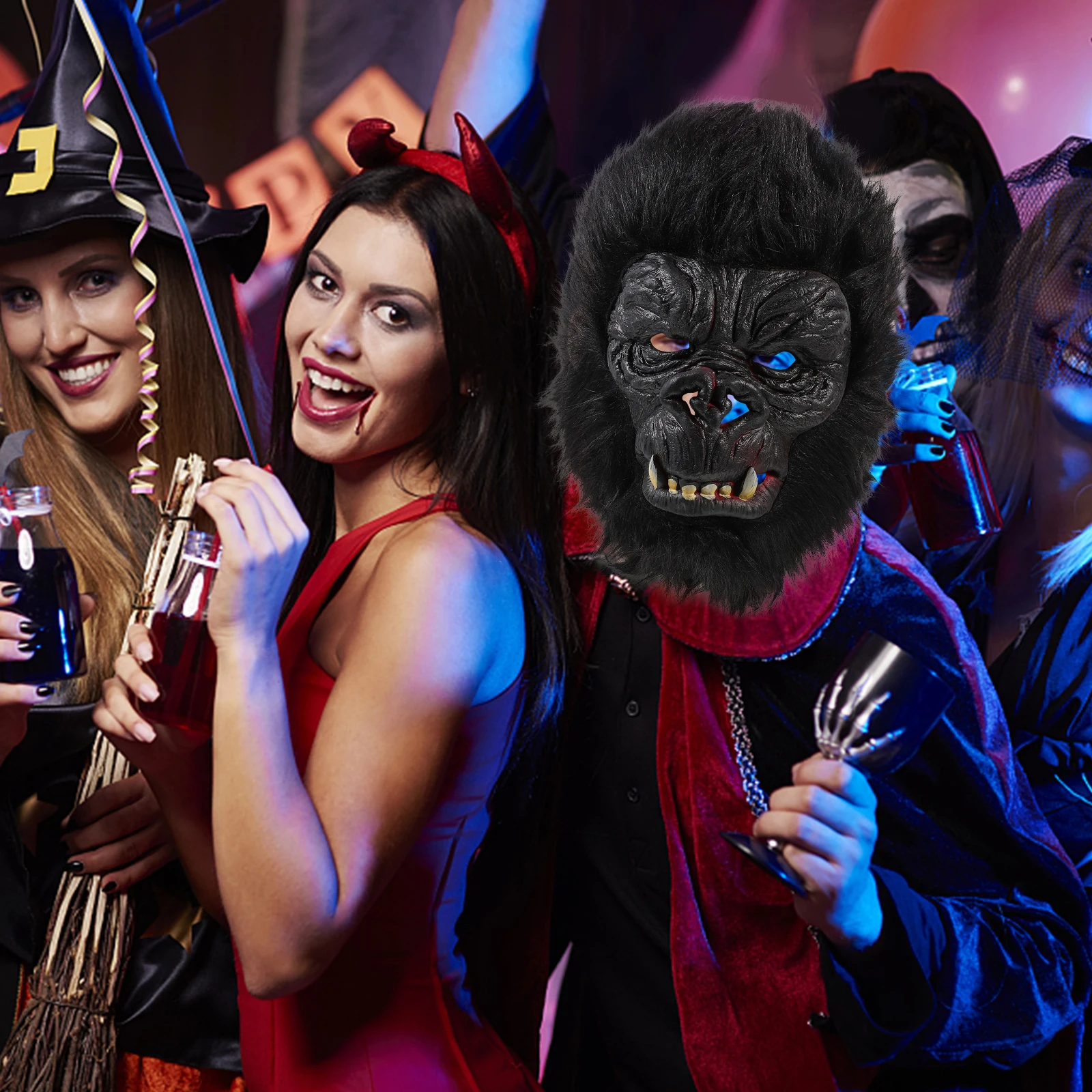 

Маска с головой гориллы, креативный костюм для Хэллоуина, костюм животного, реквизит для фотосессии, страшное платье ужасов, маска с головой гориллы