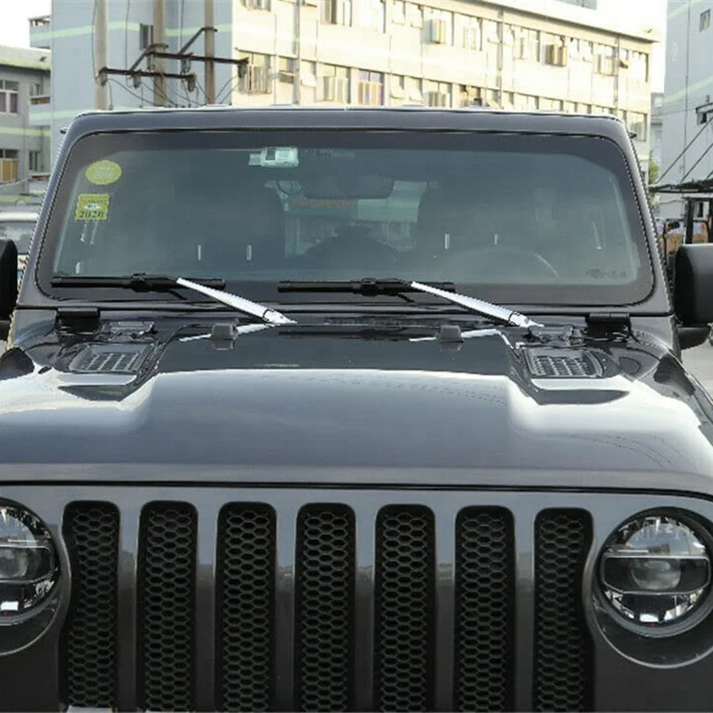 Wiper kaca depan untuk Jeep Wrangler JL JT 2018 + dekorasi mobil, aksesori Trim penutup bilah Wiper hujan depan