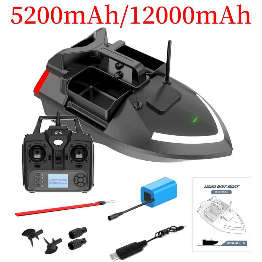 

GPS Fishing Bait Boat 500m RC Bait Boat Dual Motor Fish Finder 2KG Loading Support Automatic Cruise/Return/Route Correction