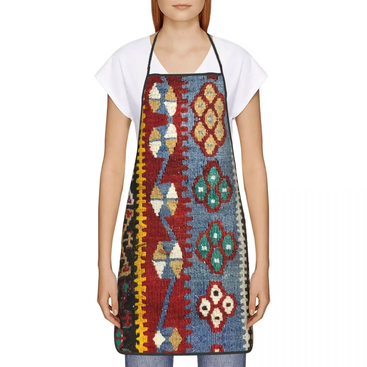 Navaho Weave Ethnic Kilim Apron for Women Men Bohemian Persian Tribal Adult Kitchen Chef Bib Tablier Cuisine Cooking Baking