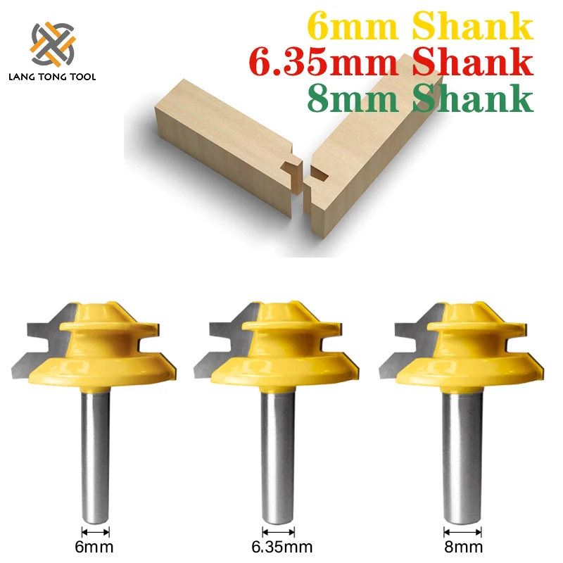 Lock Miter Router Bit para Carpintaria, Tenon Milling Cutter Tool, Perfuração para madeira, Liga de carboneto, 45 graus, LT069, 1Pc