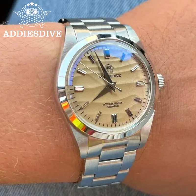 

ADDIESDIVE 36 мм AD2030 часы для мужчин 10 бар водонепроницаемые пузырьковое зеркало горшок крышка стекло нержавеющая сталь reloj hombrel кварцевые часы