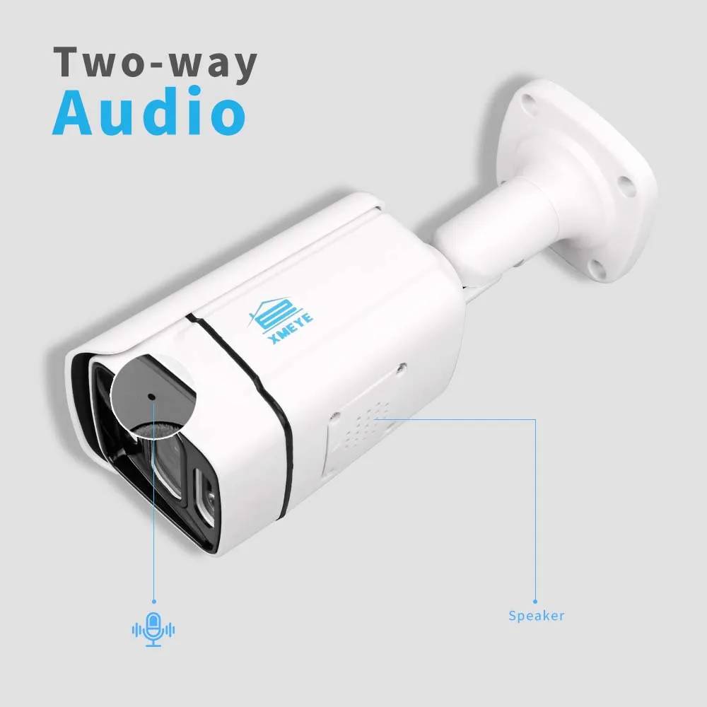 XMEYE 4K 8MP POE IP Camera Two-way Audio & Dual Light Source CCTV Security Video Surveillance Waterproof Outdoor IR XMB80M