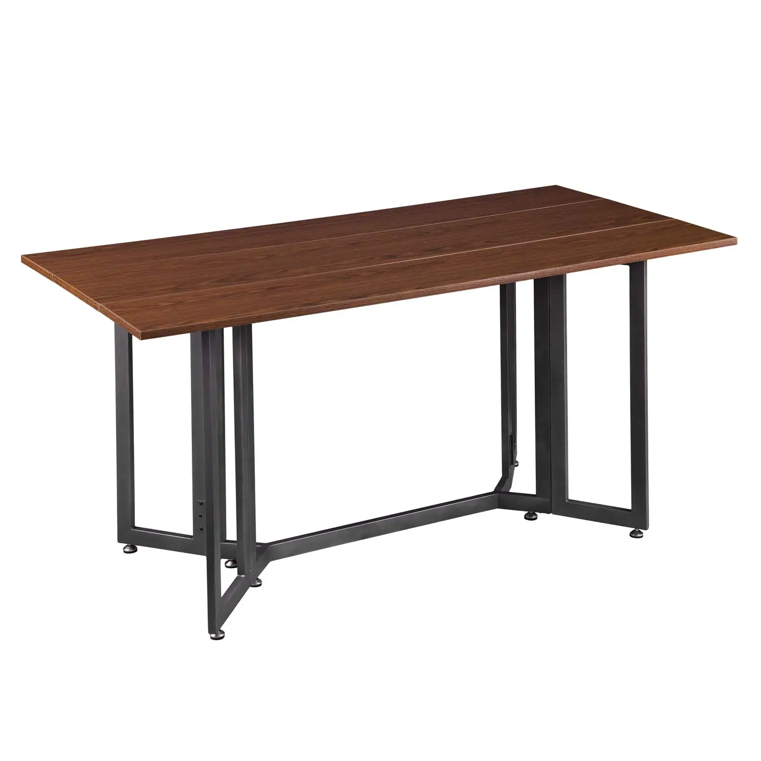 Transitional Drop Leaf Dining Table Tobacco & Gray Iron Wood Kitchen Room, Customized