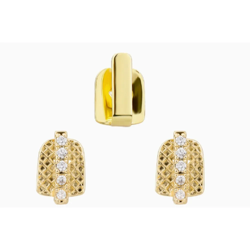 Gold Silver Plated  Iced Out Tooth Grillz Hip Hop Rapper Dental Grills for Men Women Fashion Jewelry Costume Accessories