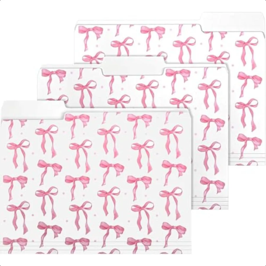 

18 Pack Pink Bow File Folders Pink Coquette Bowknot Decorative File Pockets with 1 3 Cut Tab for Cabinet Home Office Documents