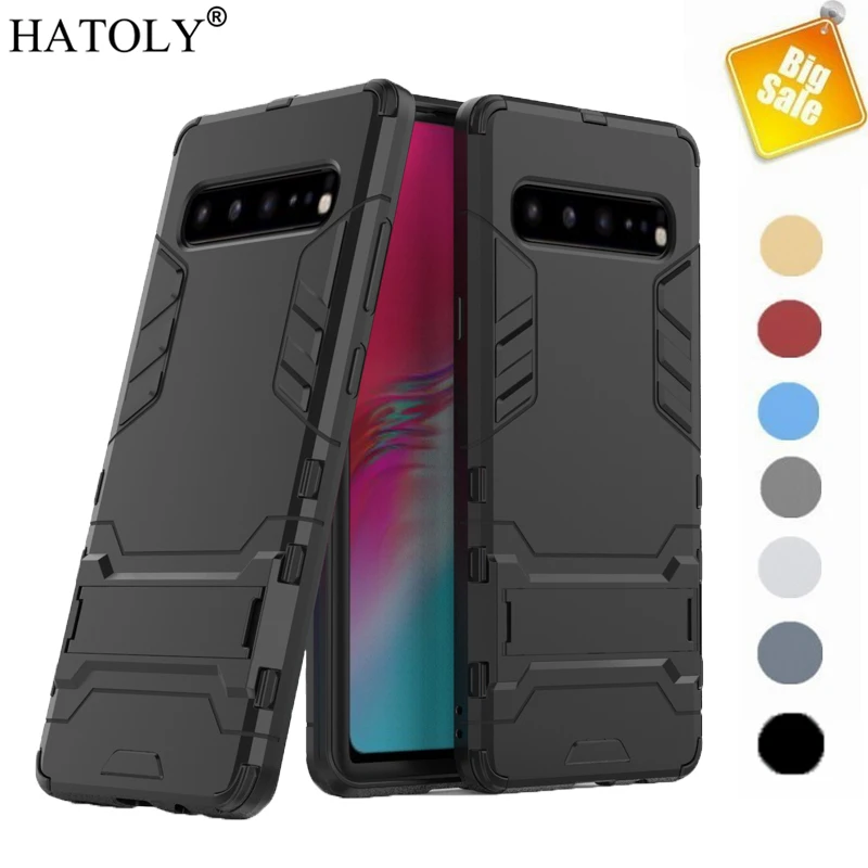 Funda de goma para Samsung Galaxy S10 5G, carcasa a prueba de golpes, armadura de doble capa, soporte, parachoques, 5G