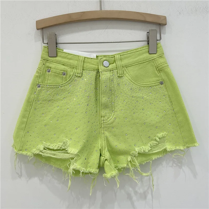 

Ripped Shorts Women New Summer High Waist Slimming Heavy Colorful Hot Girl Wide Leg Hot Pants