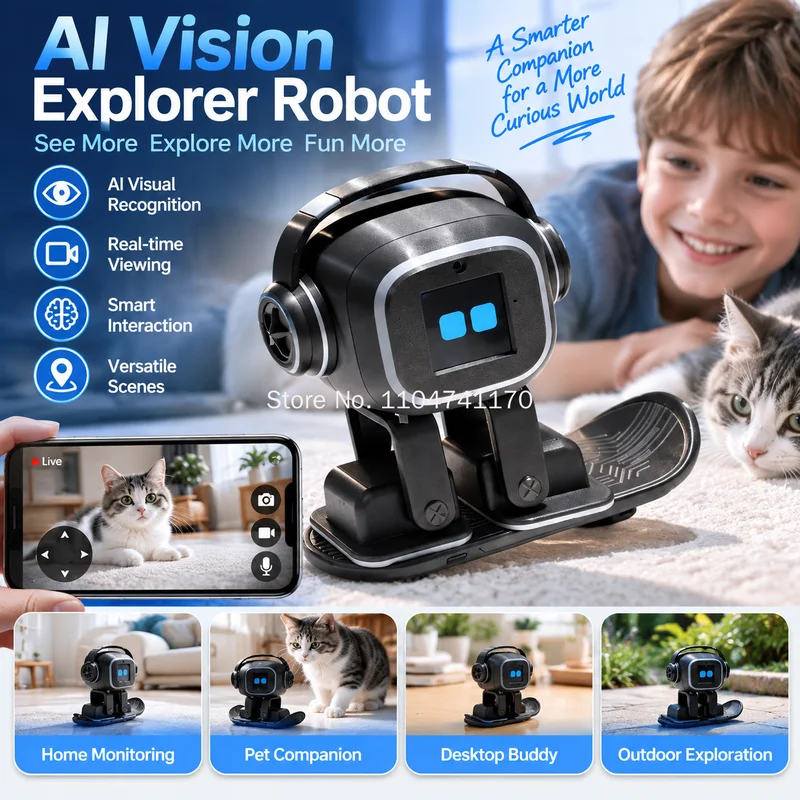 Smart Ai Desktop Emo Robot Interactive Chat Music Playback Dance Smart Companion Robot Gift For Home Office Desktop Use