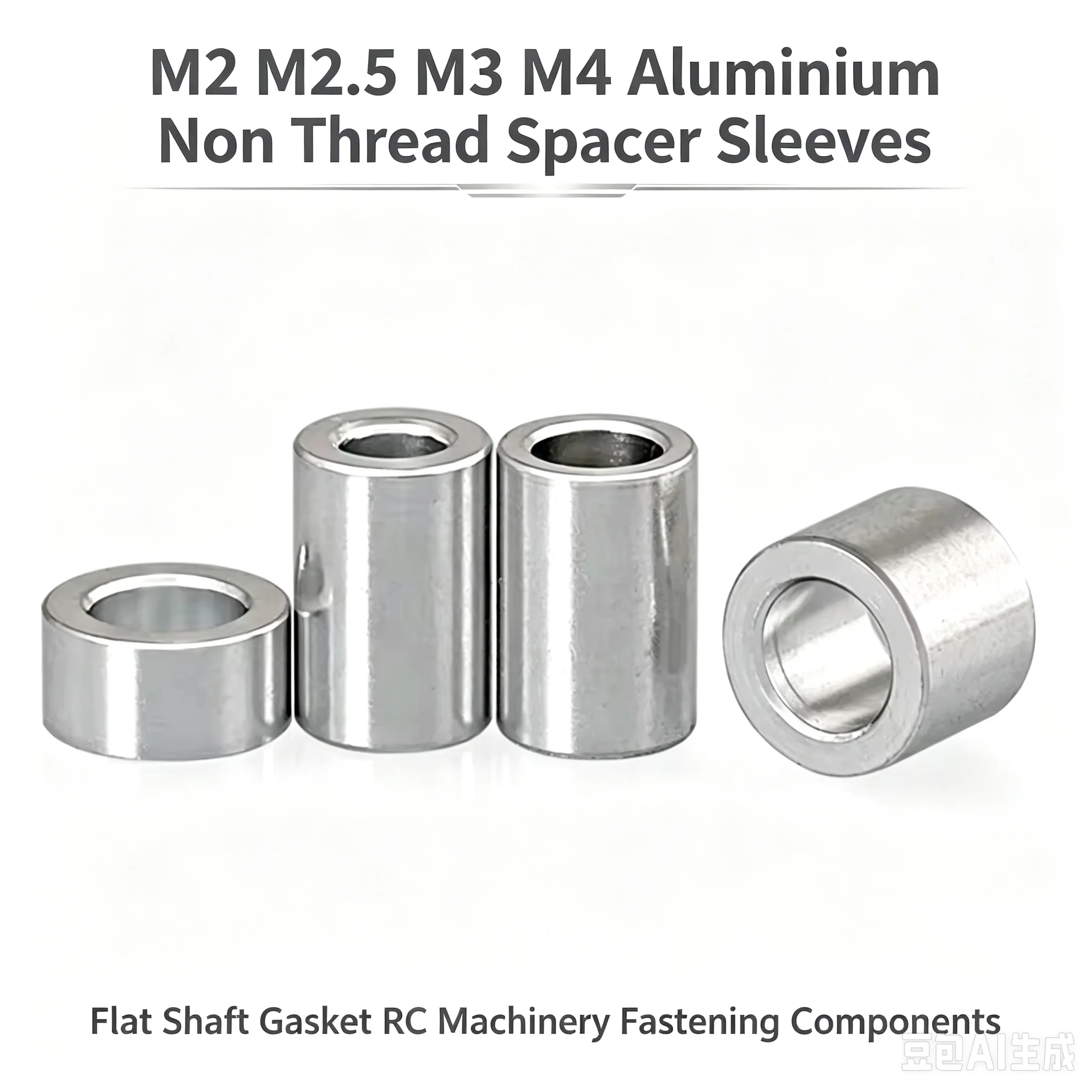 M2 M2.5 M3 M4 Aluminium Non Thread Spacer Sleeves Flat Shaft Gasket RC Machinery Fastening Components