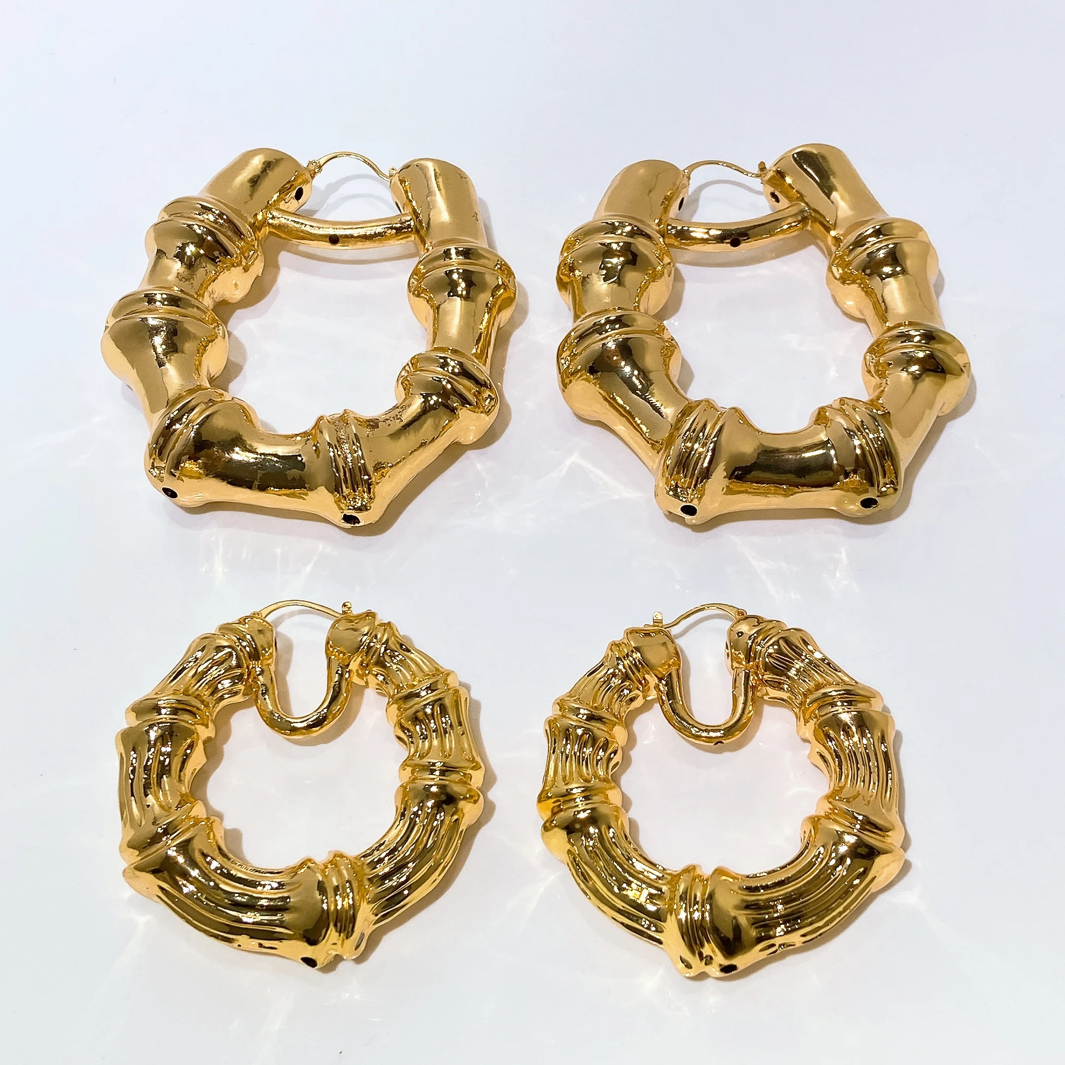 Gold Plated Irregular Petal Dangle Earrings Chunky Hammered Wing Drop Statement Earrings Vintage Luxury Ear Jewelry Gift Women
