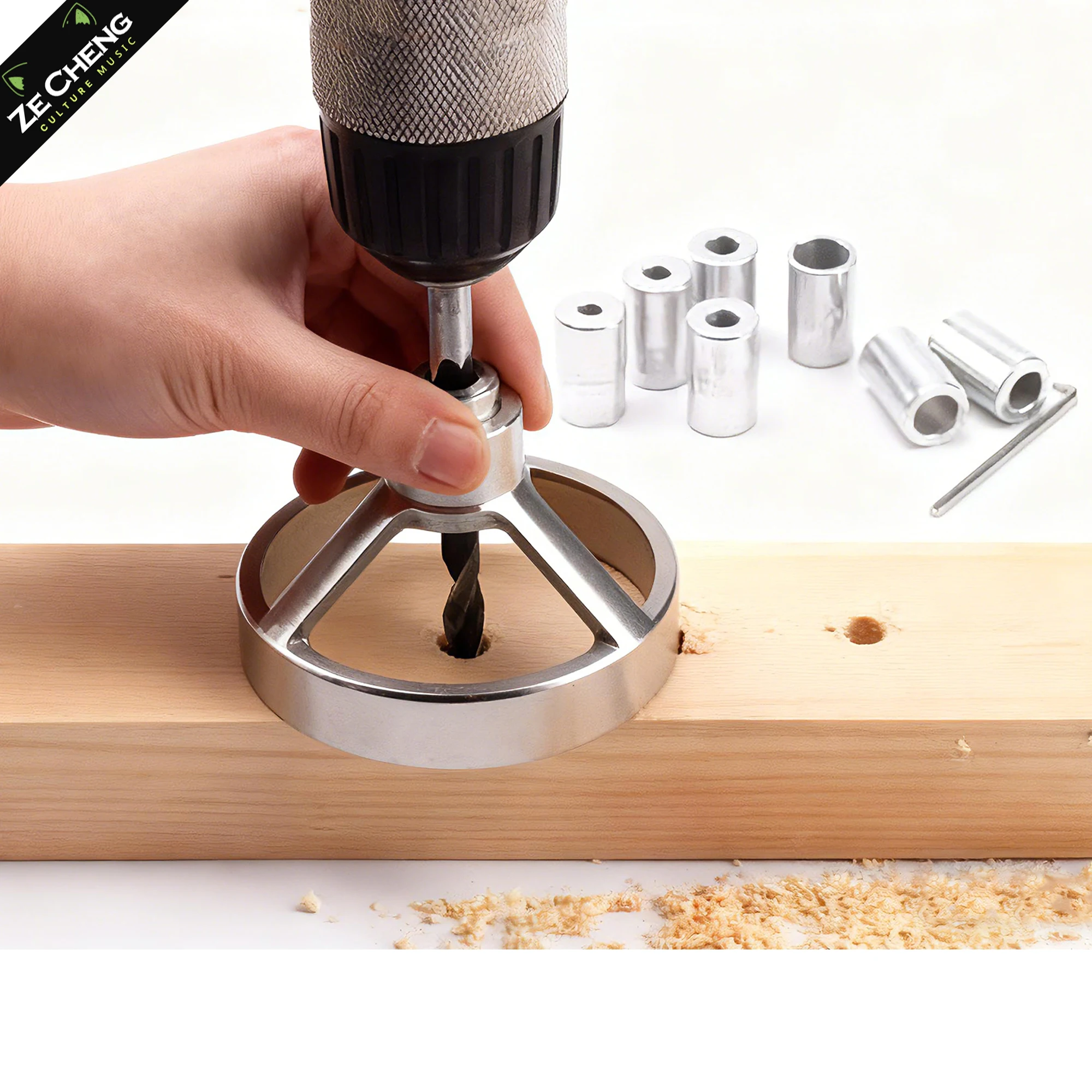 Professional Doweling Jig Kit, Precision 90 °   Hole Drilling Guide for Wood Dowels & Tenons, with Stainless Steel Sleeves