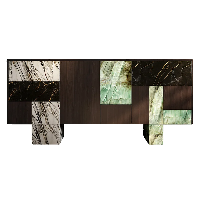 

Light luxuryentrance cabinet Modern simple American solid wood dining side cabinet Model room entrance foyer decoration