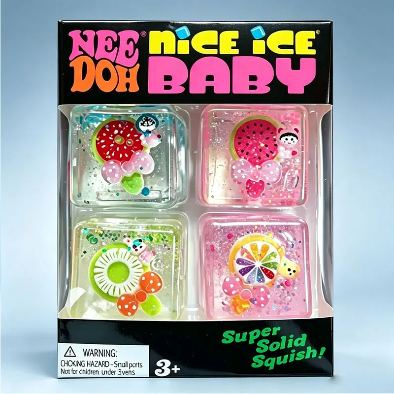 NEEDOH Fruit Pattern Squish Cube Stress Relief Gadget Soft Squeeze Accessory Calm Mood For Daily Work Pressure Release