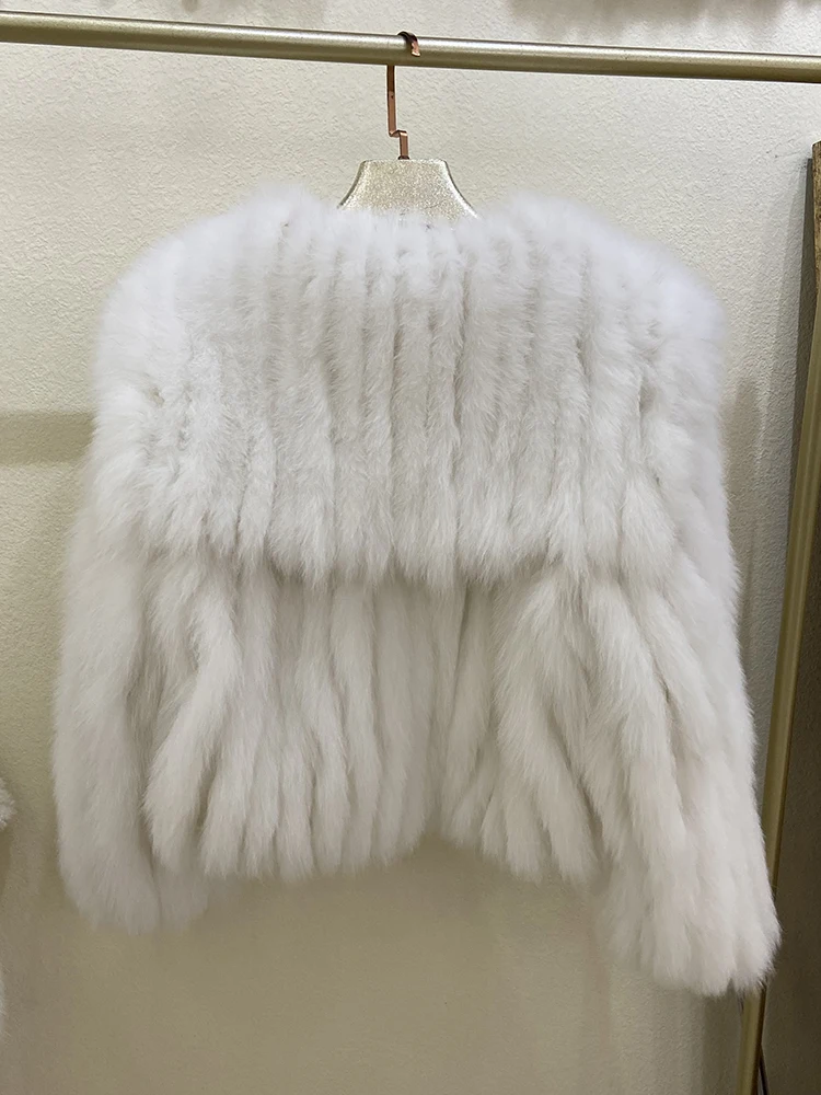 New Arrival Women Winter Fashion Real Fox Fur Collar Warm Lady's Short Natural Fur Overcoat