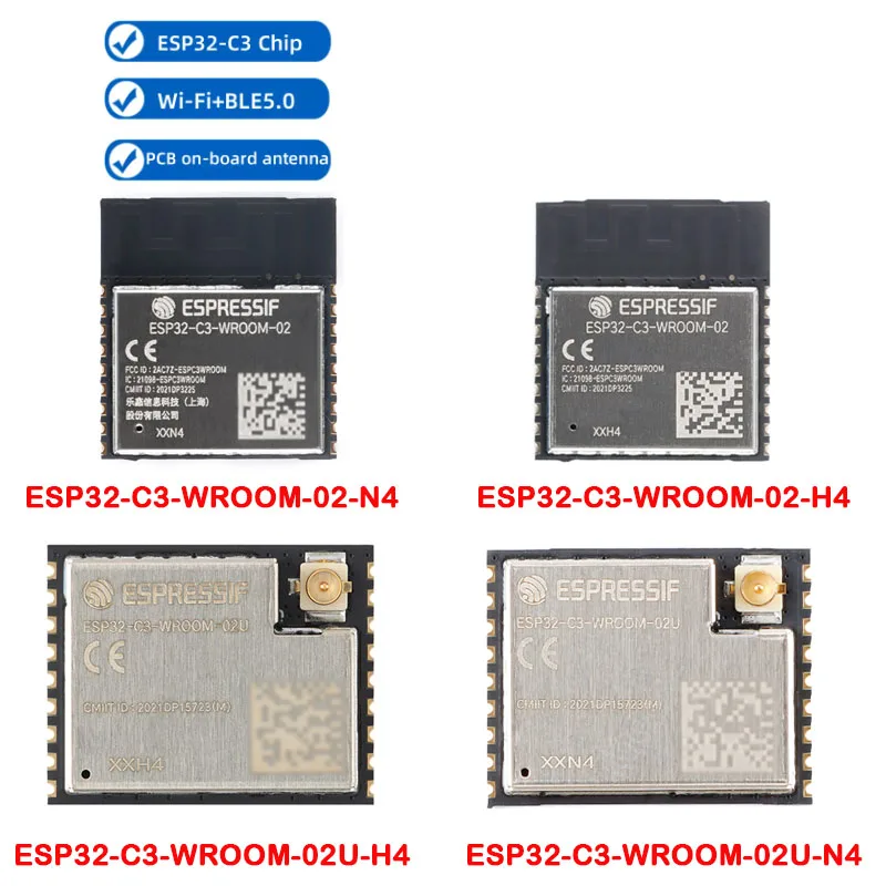10Pcs/1Pcs ESP32-C3-WROOM-02 ESP32-C3 2.4GHz BLE 5.0 WiFi+Bluetooth-compatible Wireless Module ESP32-C3-WROOM-02-N4