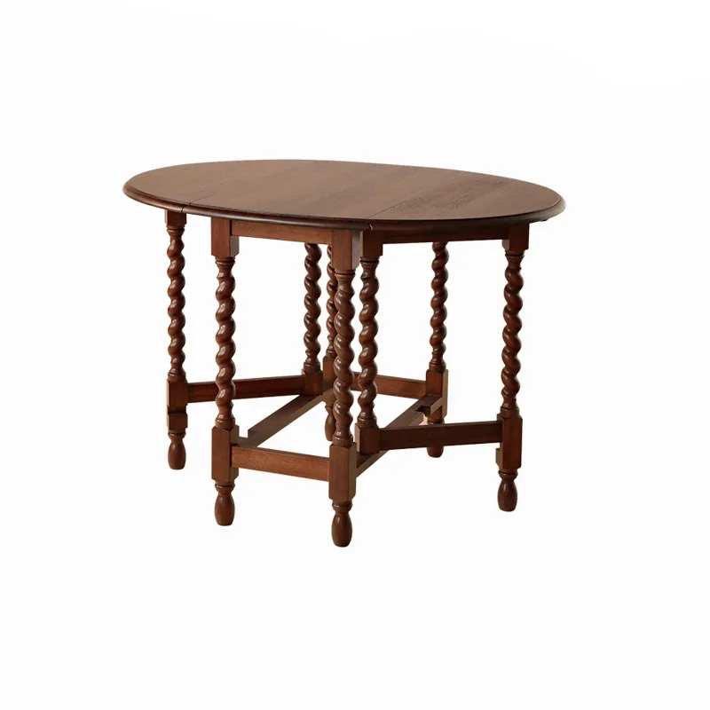 

Retro wood medieval oval small apartment dining table medieval