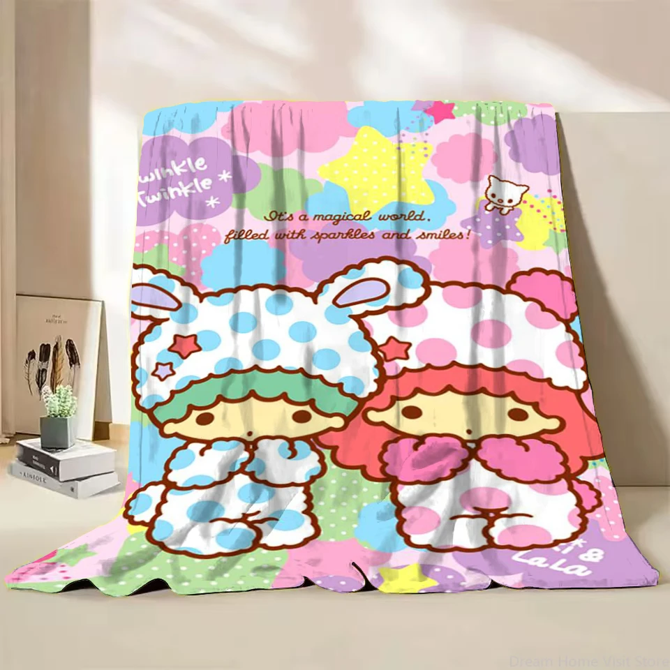 

Sanrio Little Twin Stars Flannel Fluffy Throw Blanket for Home Bedroom Bed Sofa Lunch Break Picnic Travel Cover Blanket Kid Gift