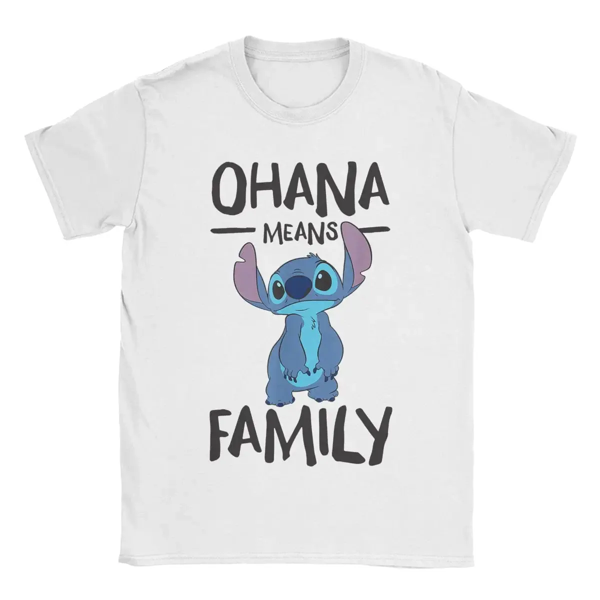 Disney Print Ohana Means Family Stitch T Shirts Children's Cartoon Cute Cotton Clothes Short Tee T Shirts Clothes Men Women Tops