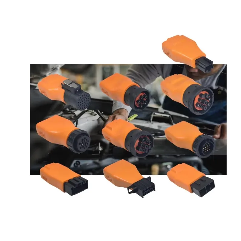 

Full Set Dies el Connector Cables OBD2 Truck Adapter Kit 10 Pcs OBDII Heavy Du ty Truck Pinout Wire
