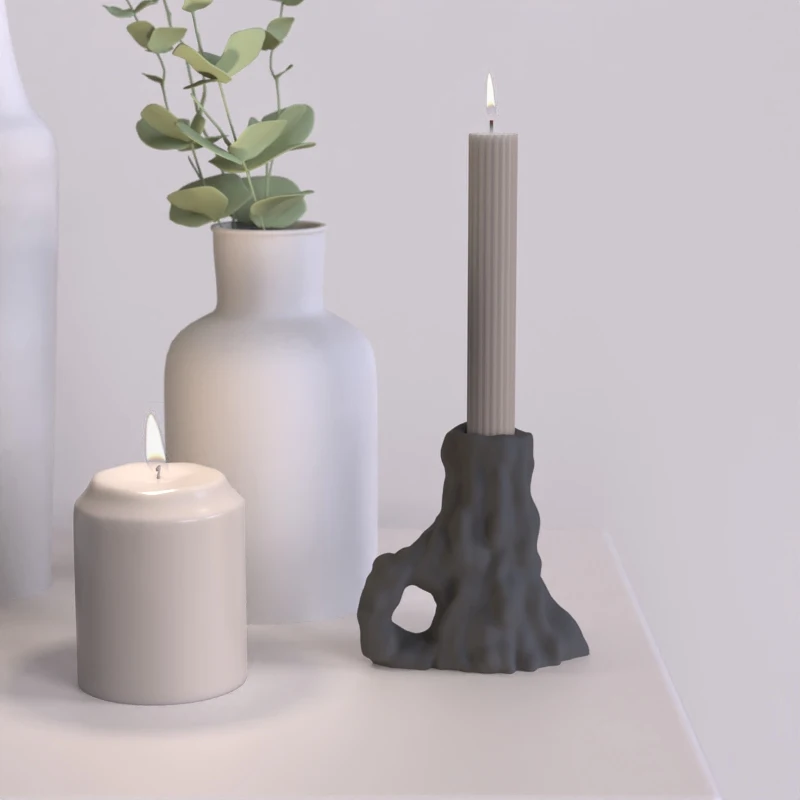 Tree pattern Design Candlestick Silicone mold Concrete Cement Candle Insert mold European retro Creative candlestick Molds