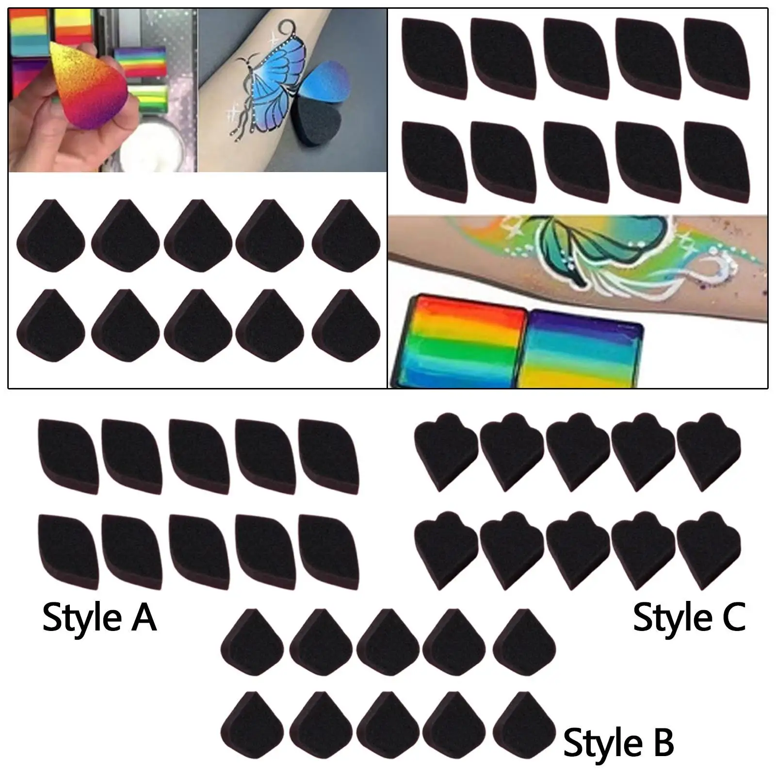 10 pçs esponjas de pintura corporal de alta densidade portátil pintura facial esponjas kit aplicador de esponja de pintura corporal para pintura facial graffiti