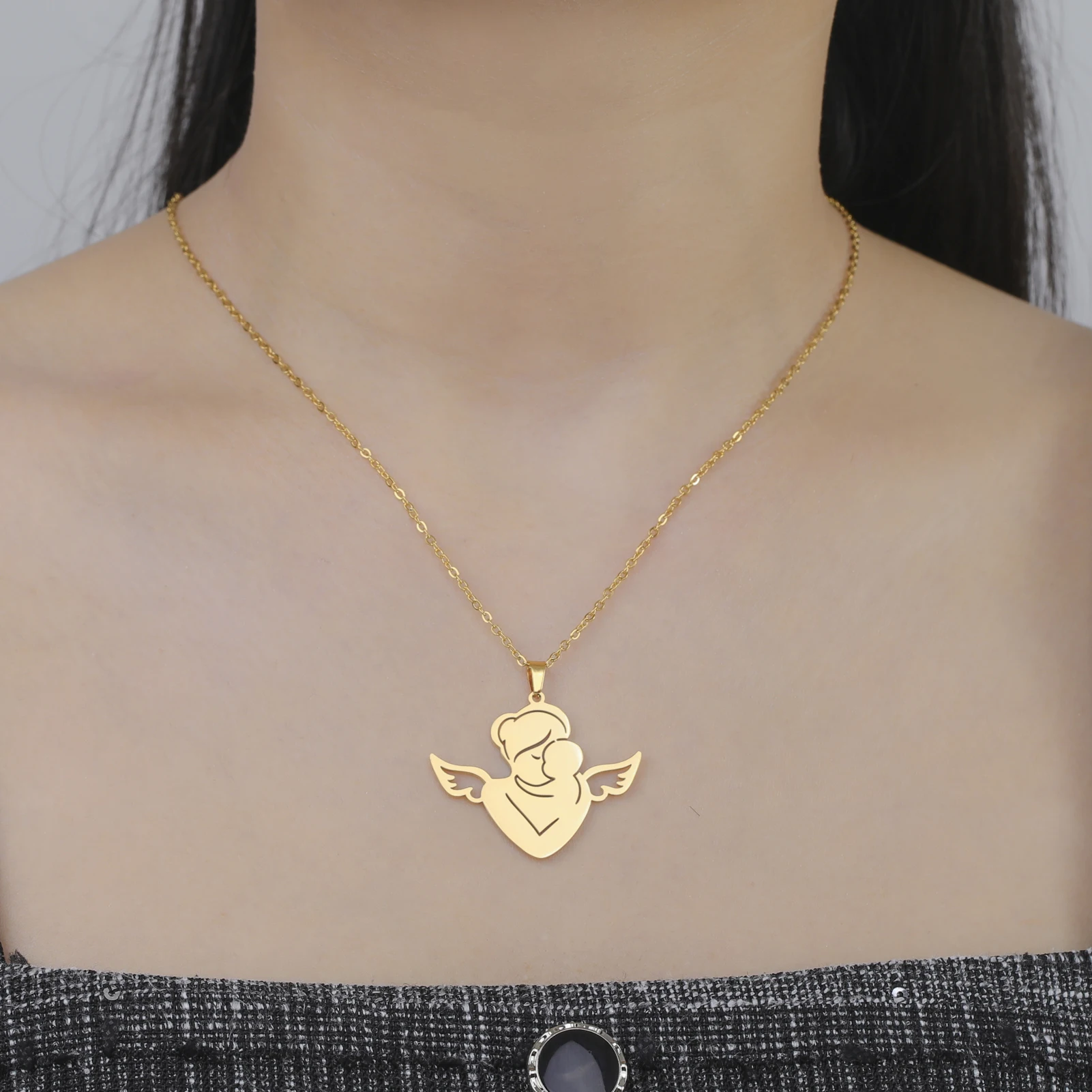 COOLTIME جميل الأسرة قلادة القلائد الفولاذ المقاوم للصدأ أمي أبي الأطفال الطفل الحوامل قلادة مجوهرات هدية عيد الأم