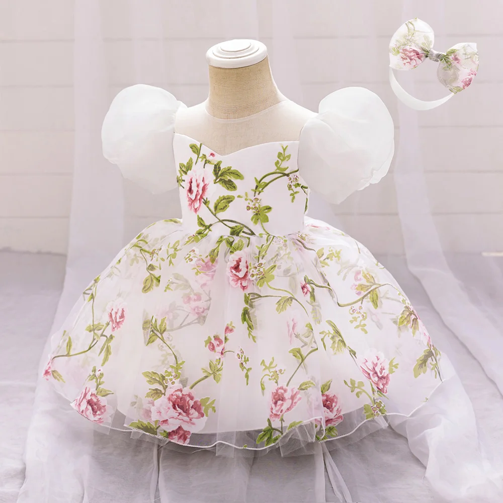 Toddler Girl Summer Casual Dresses Baby Girls Party Dress Kids Wedding Bridesmaid Floral Princess Gown Children Holiday Costumes