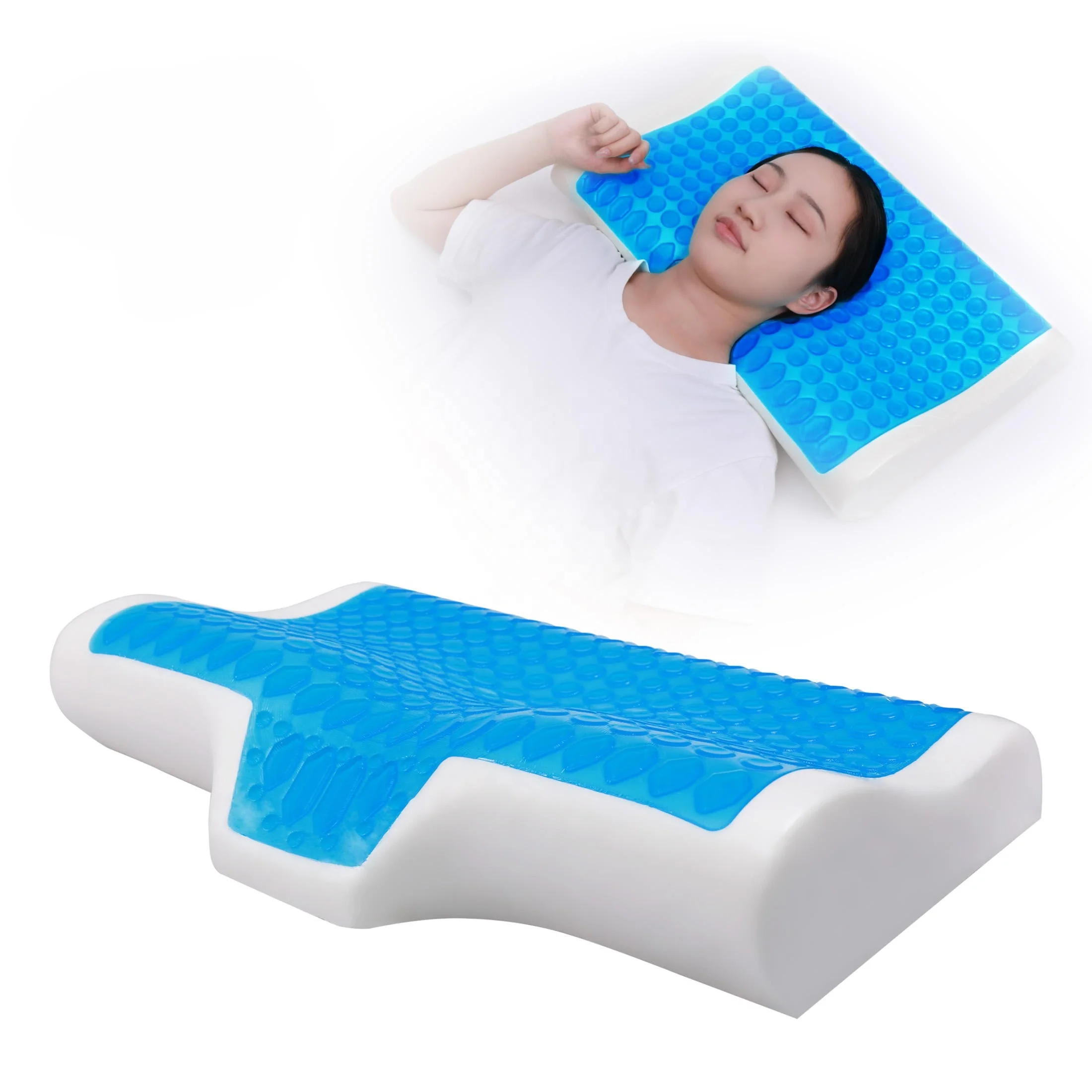 Gel Memory Foam Ergonoic Cervical Pillow Neck Support Orthopedic Sleeping Pillow for Neck Pain Relief Side Back Stomach Sleepers