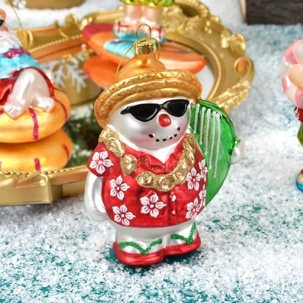 

Glass Painted Christmas Decorations Santa Claus Coconut Tree Shape Colorful Christmas Ornaments Hanging Ornaments