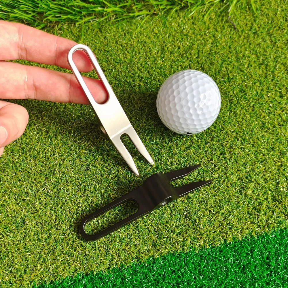 1 Pc Zinc Alloy Lawn Maintenance Sturdy Groove Clean Golf Repair Golf Pitch Fork Durable Golf Ball Marker Golf Training Aids