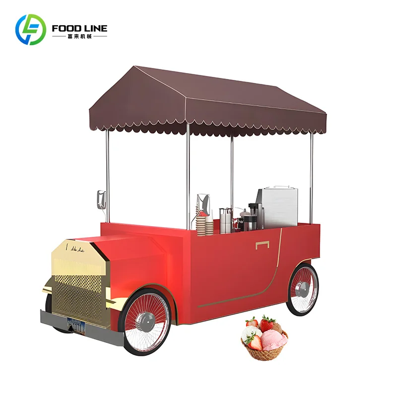 

Customized Commercial Ice Cream Cart Mobile Street Vending Cart for Outdoor Events and Party Catering