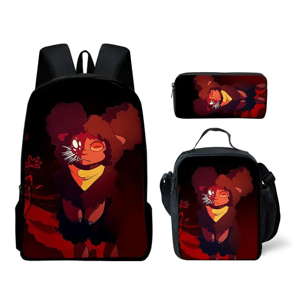 Fashion Youthful Amanda the Adventurer 3D Print 3pcs/Set Student Travel bags Laptop Daypack Backpack Lunch Bag Pencil Case