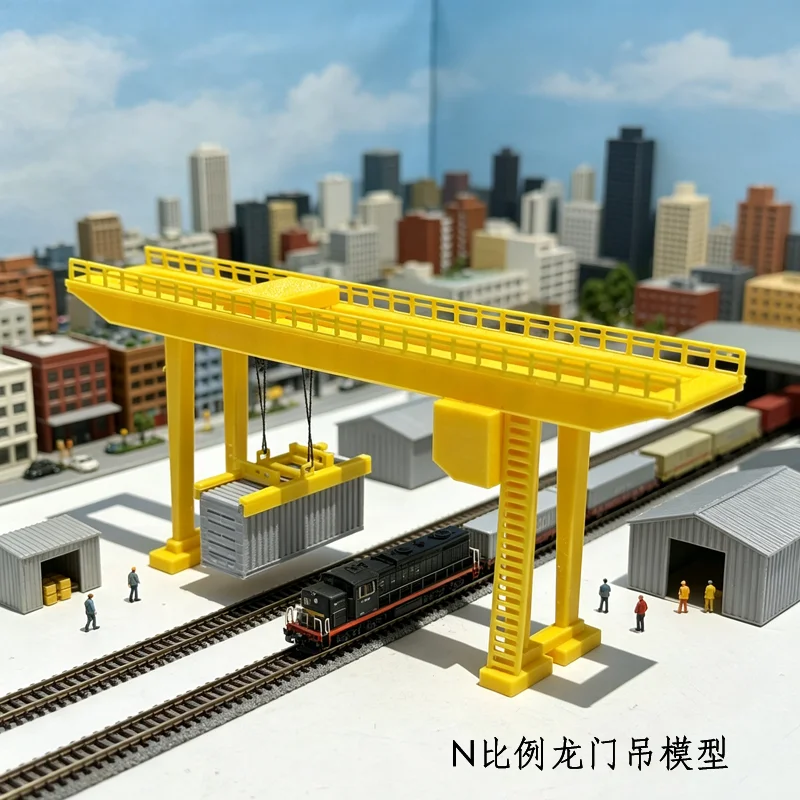 Modelo de Grúa Pórtico Contenerizada a Escala N 1/160, Miniatura para Mesa de Arena, Escena de Construcción, Materiales para Maquetas de Trenes y Ferrocarriles