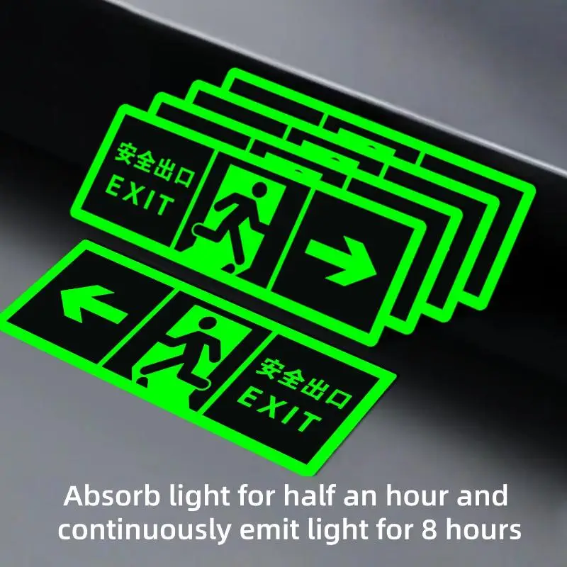 2/6Pcs Self-Adhesive Glow In Dark Sticker Luminous Tape For Exit Sign Wall Safety Stage Night Vision Home Decoration