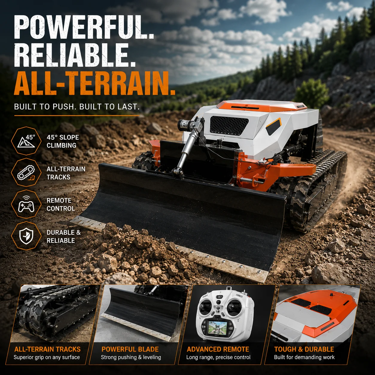 

Hot Sale All Terrain RC Lawn Mower Fuel Powered Remote Controlled Grass Mower Park Use